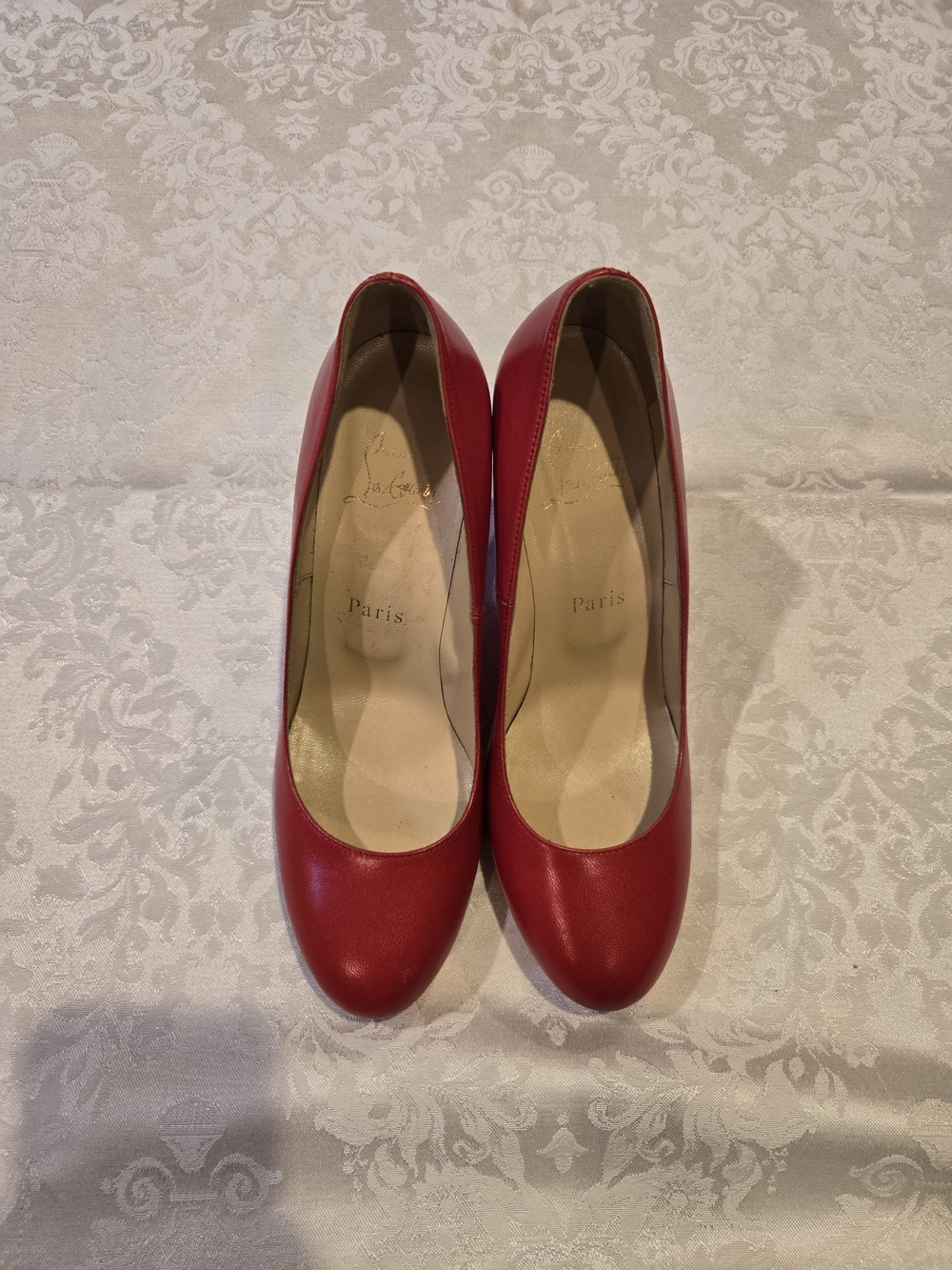 Christian Louboutin Red Leather Round-Toe Pumps